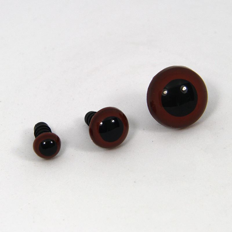 2 stk Øjne M/låsering - brun/sort - 8 mm