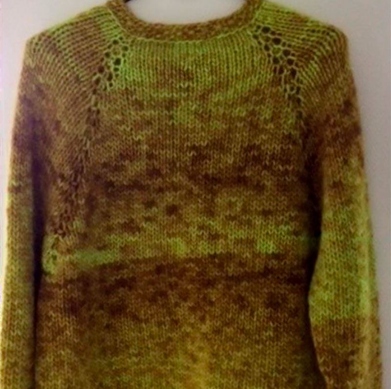 Nr. 468 Tyk sweater med perlestrik kanter