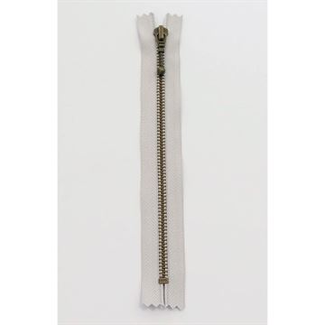 Lynlås YKK 6mm Antik Messing 35 cm Lys Grå